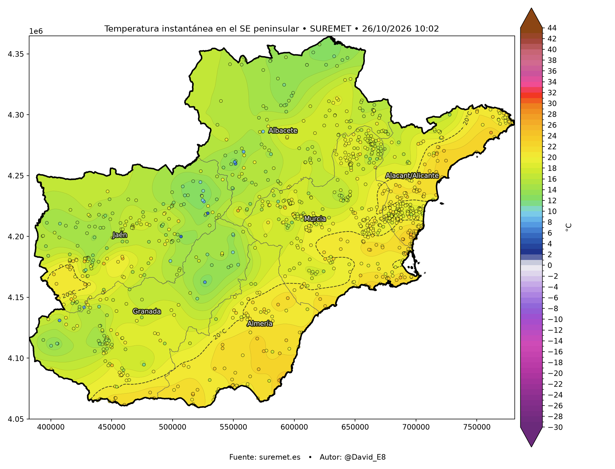 Mapa de temperaturas de SUREMET
